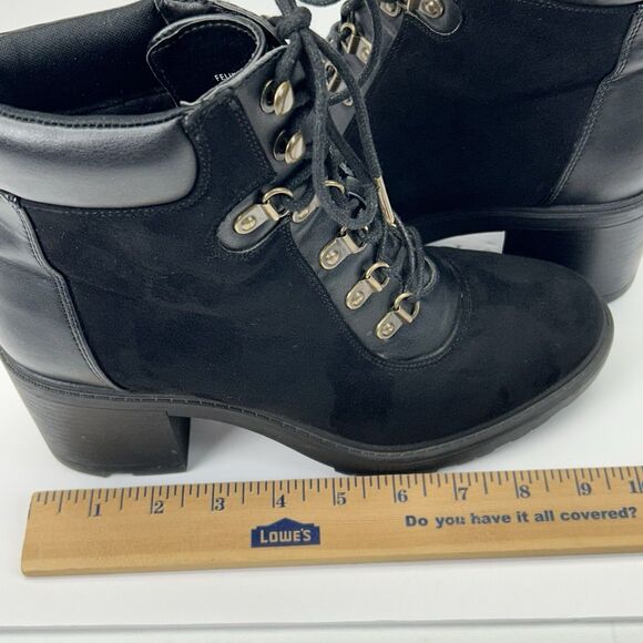 Shoedazzle Felixa Block Heel Hiker Bootie Size 8.5 Black Boots Rock Punk Grunge - Picture 16 of 16